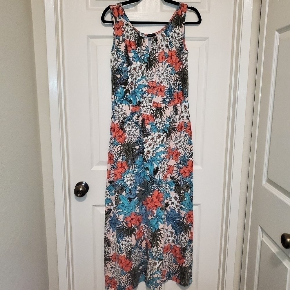 Talbot's Floral A-Line Dress Elastic Waist Womens Small Pull Over Sleeveless